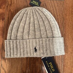 Polo by Ralph Lauren Light Gray Ribbed Beanie